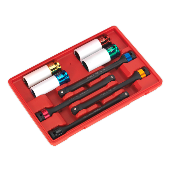 Sealey Torque Stick & Aluminium Wheel Impact Socket Set 8pc 1/2"Sq Drive AK2243 Sealey - Dynamic Drive