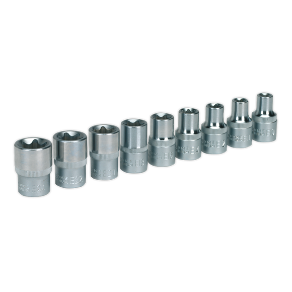 Sealey TRX-Star* Female Socket Set 9pc 1/2"Sq Drive E10-E24 AK230 Sealey - Dynamic Drive