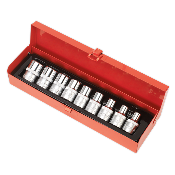 Sealey TRX-Star* Female Socket Set 9pc 1/2"Sq Drive E10-E24 AK230 Sealey - Dynamic Drive