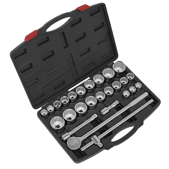 Sealey Socket Set 26pc 3/4"Sq Drive 12-point WallDrive AK2582 Sealey - Dynamic Drive