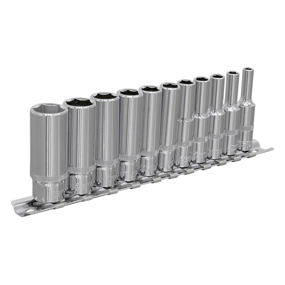 Sealey Socket Set 11pc 1/4"Sq Drive Deep WallDrive Imperial AK2671 Sealey - Dynamic Drive