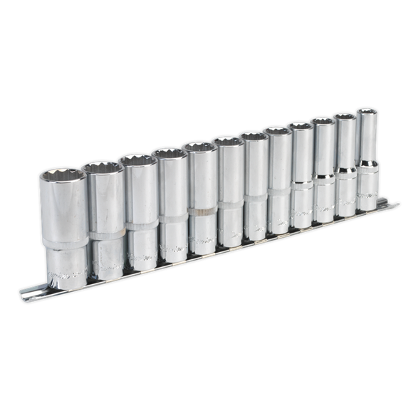 Sealey Socket Set 12pc 1/2"Sq Drive 12pt Deep WallDrive Metric AK2685 Sealey - Dynamic Drive