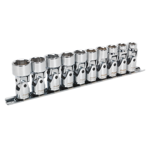 Sealey Universal Joint Socket Set 10pc 3/8"Sq Drive 6pt WallDrive Metric AK2710 Sealey - Dynamic Drive