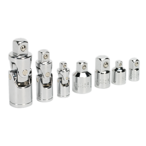 Sealey Universal Joint & Socket Adaptor Set 7pc 1/4" 3/8" & 1/2"Sq Drive AK2737 Sealey - Dynamic Drive