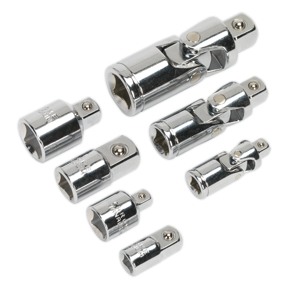 Sealey Universal Joint & Socket Adaptor Set 7pc 1/4" 3/8" & 1/2"Sq Drive AK2737 Sealey - Dynamic Drive