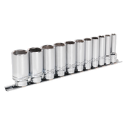 Sealey Socket Set 11pc 3/8"Sq Drive Deep Lock-Onï 6pt Imperial AK2743 Sealey - Dynamic Drive