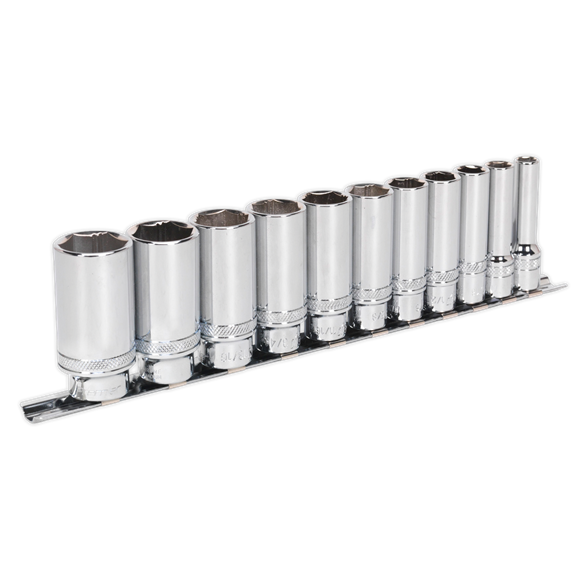 Sealey Socket Set 11pc 3/8"Sq Drive Deep Lock-Onï 6pt Imperial AK2743 Sealey - Dynamic Drive