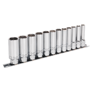 Sealey Socket Set 12pc 3/8"Sq Drive Deep Lock-Onï 6pt Metric AK2744 Sealey - Dynamic Drive