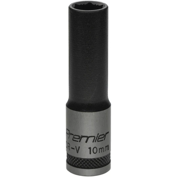 Sealey Deep Socket 3/8"Dr 10mm 'Total Lock-On' (6pt) 'Black Series'