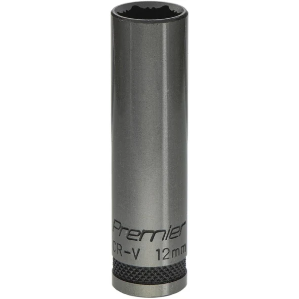 Sealey Deep Socket 3/8"Dr 12mm 'Total Lock-On' (6pt) 'Black Series'
