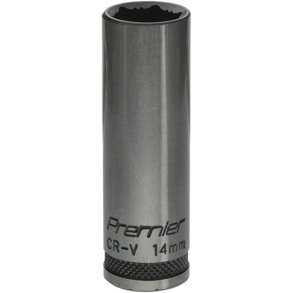 Sealey Deep Socket 3/8"Dr 14mm 'Total Lock-On' (6pt) 'Black Series'