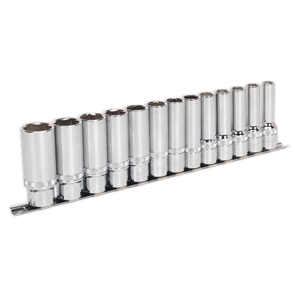 Sealey Socket Set 13pc 1/2"Sq Drive Deep Lock-Onï 6pt Metric AK2745 Sealey - Dynamic Drive