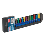 Sealey Multi-Coloured Socket Set 12pc 1/4"Sq Drive 6pt WallDrive Metric AK282 Sealey - Dynamic Drive