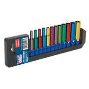 Sealey Multi-Coloured Socket Set 12pc 1/4"Sq Drive Deep WallDrive Metric AK282D Sealey - Dynamic Drive