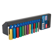Sealey Multi-Coloured Socket Set 12pc 1/4"Sq Drive Deep WallDrive Metric AK282D Sealey - Dynamic Drive