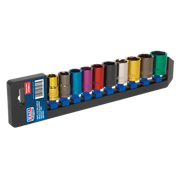 Sealey Multi-Coloured Socket Set 10pc 1/2"Sq Drive WallDrive Metric AK288 Sealey - Dynamic Drive