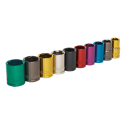 Sealey Multi-Coloured Socket Set 10pc 1/2"Sq Drive WallDrive Metric AK288 Sealey - Dynamic Drive