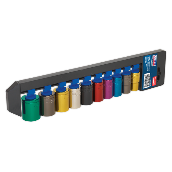 Sealey Multi-Coloured Socket Set 10pc 1/2"Sq Drive WallDrive Metric AK288 Sealey - Dynamic Drive