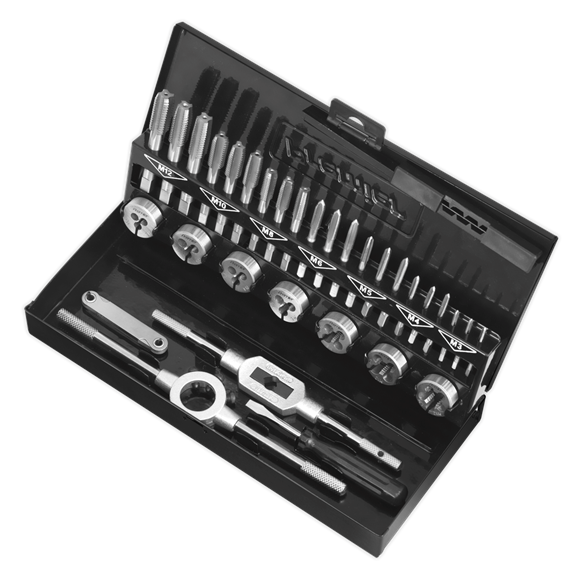 Sealey Tap & Die Set 32pc Split Dies HSS 4341 Metric AK3015HSS Sealey - Dynamic Drive