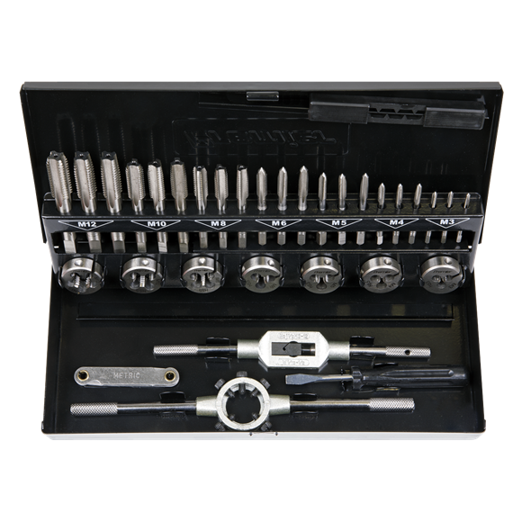 Sealey Tap & Die Set 32pc Split Dies HSS 4341 Metric AK3015HSS Sealey - Dynamic Drive