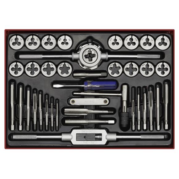 Sealey Tap & Die Set 40pc Split Dies Metric AK3040 Sealey - Dynamic Drive