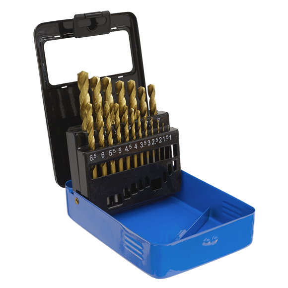 Sealey HSS Fully Ground Drill Bit Set 19pc DIN 338 Metric AK4719 Sealey - Dynamic Drive