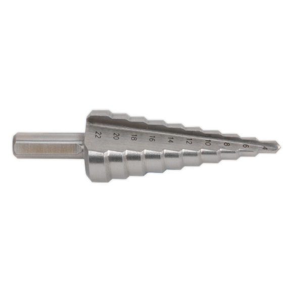 Sealey HSS M2 Step Drill Bit 4-22mm Double Flute AK4722 Sealey - Dynamic Drive