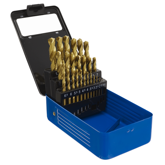 Sealey HSS Fully Ground Drill Bit Set 25pc DIN 338 Metric AK4725 Sealey - Dynamic Drive