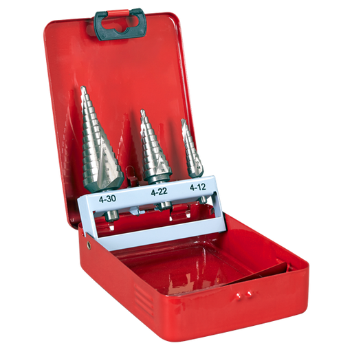 Sealey HSS M2 Step Drill Bit Set 3pc Spiral Flute AK4743 Sealey - Dynamic Drive