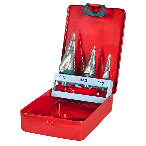 Sealey HSS M2 Step Drill Bit Set 3pc Spiral Flute AK4743 Sealey - Dynamic Drive