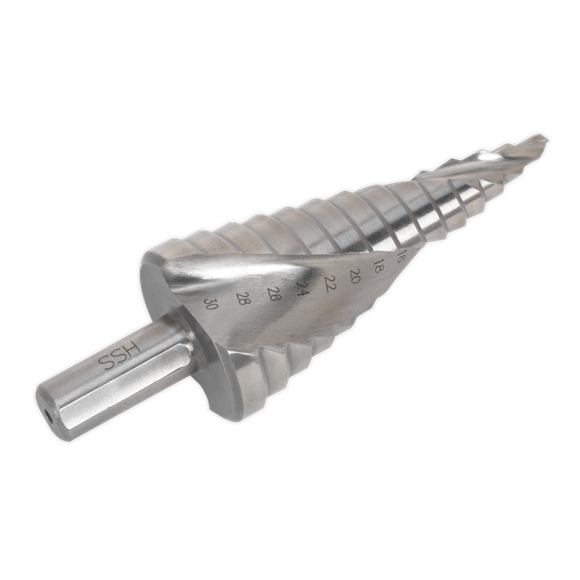 Sealey HSS 4341 Step Drill Bit 4-30mm Spiral Flute AK4748 Sealey - Dynamic Drive