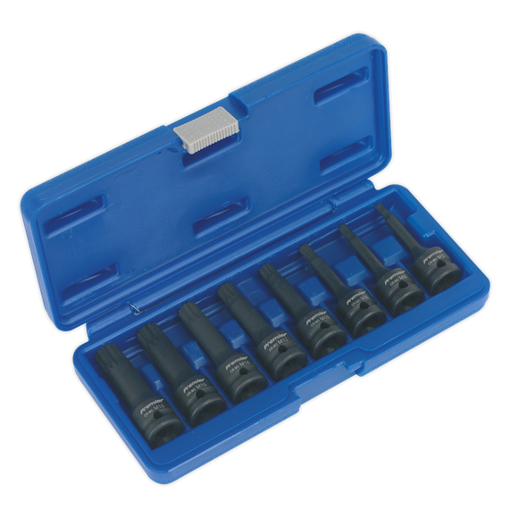 Sealey Impact Spline Socket Bit Set 8pc 1/2"Sq Drive AK5604 Sealey - Dynamic Drive