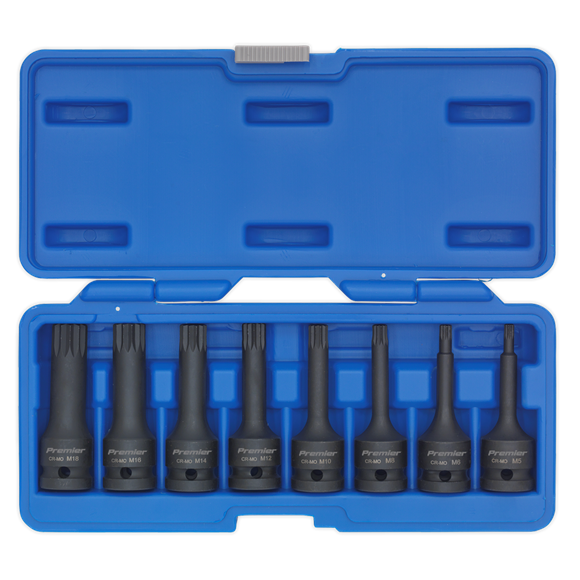 Sealey Impact Spline Socket Bit Set 8pc 1/2"Sq Drive AK5604 Sealey - Dynamic Drive