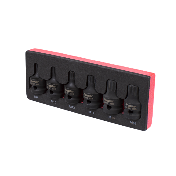 Sealey Impact Spline Socket Bit Set 6pc 1/2"Sq Drive AK5608 Sealey - Dynamic Drive