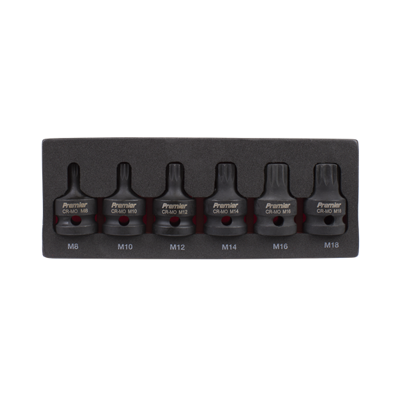 Sealey Impact Spline Socket Bit Set 6pc 1/2"Sq Drive AK5608 Sealey - Dynamic Drive