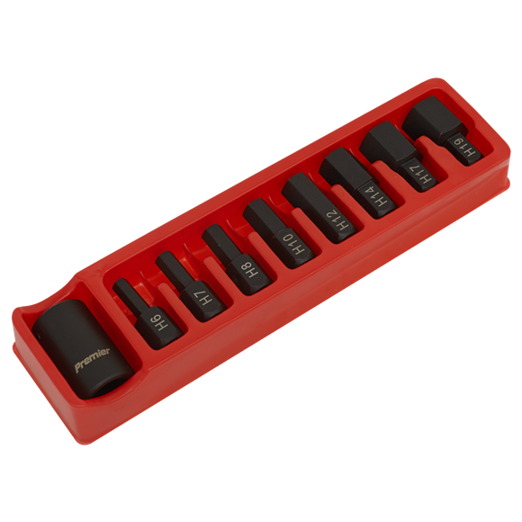 Sealey Impact Hex Bit & Holder Set 9pc 1/2"Sq Drive AK5609 Sealey - Dynamic Drive