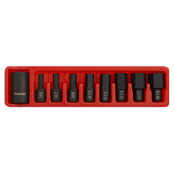 Sealey Impact Hex Bit & Holder Set 9pc 1/2"Sq Drive AK5609 Sealey - Dynamic Drive