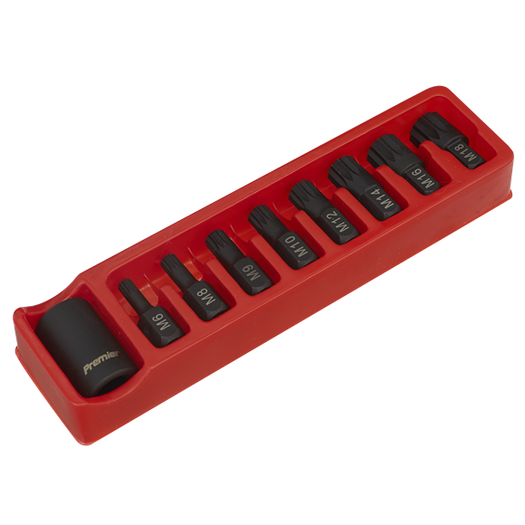 Sealey Impact Spline Bit & Holder Set 9pc 1/2"Sq Drive AK5611 Sealey - Dynamic Drive