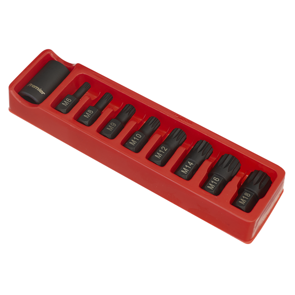 Sealey Impact Spline Bit & Holder Set 9pc 1/2"Sq Drive AK5611 Sealey - Dynamic Drive