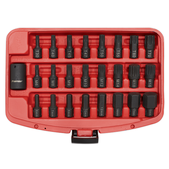 Sealey Impact TRX-Star*/Hex/Spline Bit Set 25pc 1/2"Sq Drive AK5612 Sealey - Dynamic Drive