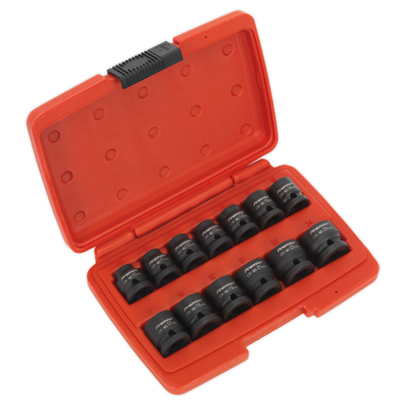 Sealey Impact Socket Set 13pc 1/2"Sq Drive Low Profile Metric AK5613LP Sealey - Dynamic Drive