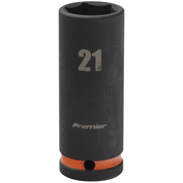 Sealey 1/2"Dr Deep Impact Socket 21mm (Orange Coded Ring)