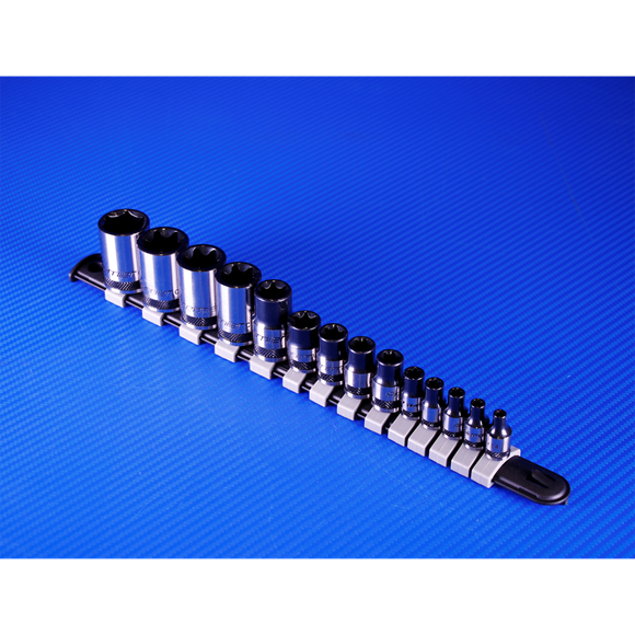 Sealey TRX-Star* Socket Set 14pc 1/4" 3/8" & 1/2"Sq Drive E4-E24 Black Series Sealey - Dynamic Drive