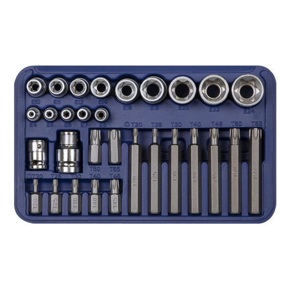 Sealey TRX-Star* Socket & Bit Set 30pc 1/4" 3/8" & 1/2"Sq Drive AK619 Sealey - Dynamic Drive