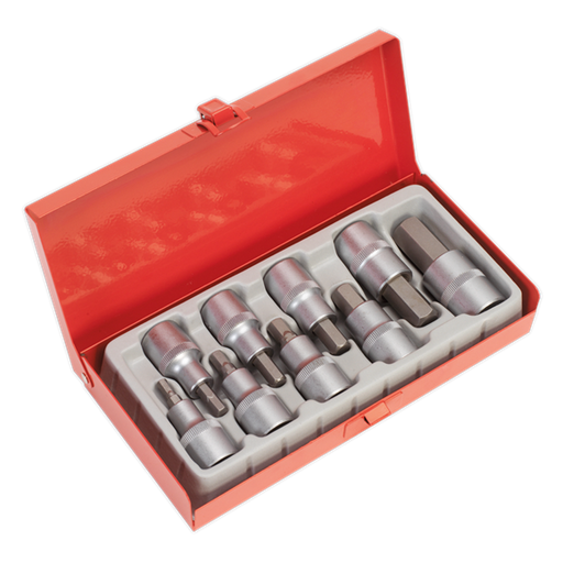 Sealey Hex Socket Bit Set 9pc 1/2"Sq Drive AK620 Sealey - Dynamic Drive