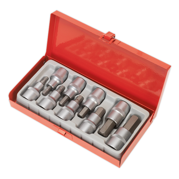 Sealey Hex Socket Bit Set 9pc 1/2"Sq Drive AK620 Sealey - Dynamic Drive