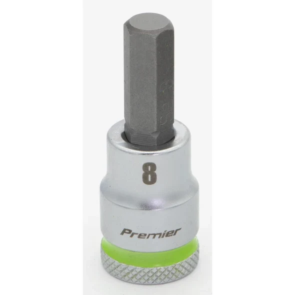 Sealey 3/8"Dr Hex Bit Socket 8mm (Green Coded Ring)