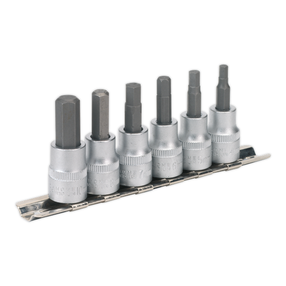 Sealey Hex Key Socket Bit Set 6pc 3/8"Sq Drive Metric AK656 Sealey - Dynamic Drive