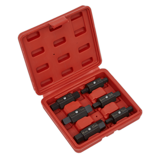 Sealey Oil Drain Plug Key Set 6pc Double End AK658 Sealey - Dynamic Drive
