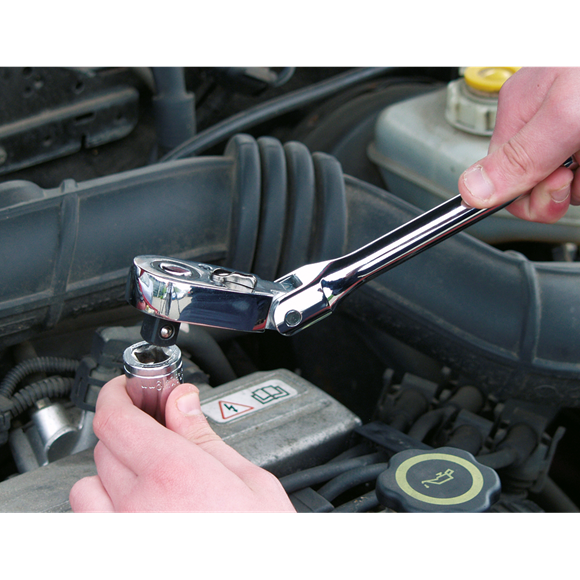 Sealey Ratchet Wrench Flexi-Head 445mm 1/2"Sq Drive Pear-Head Flip Reverse Sealey - Dynamic Drive